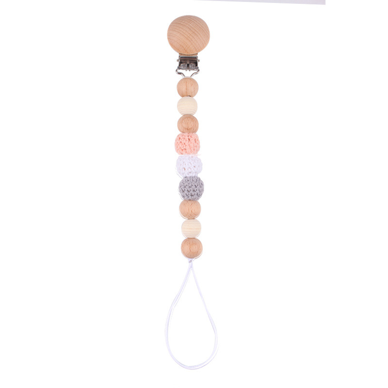 Productos para bebés y niños, clip de chupeta de madera de haya, cadena de chupeta de seguridad, cadena anti-caída, productos para bebés, madres y bebés, cadena DIY anti-caída