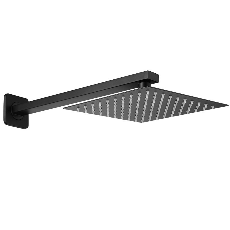 Cabeza de ducha de rociador de acero inoxidable 201 negro transfronterizo Cabeza de ducha de rociador superior Tubo cuadrado de baño Cabeza de ducha oculta