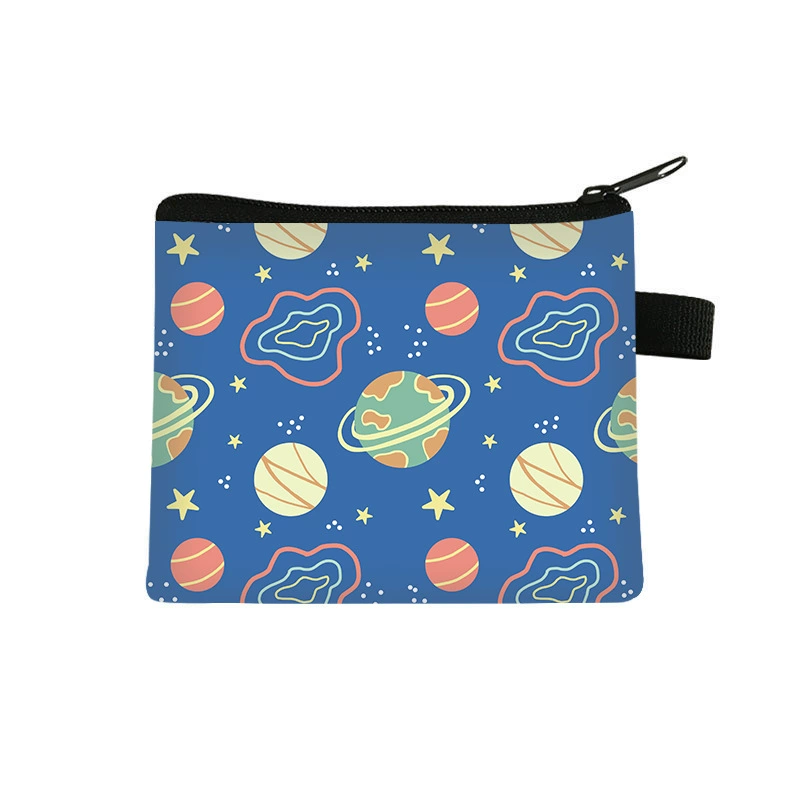 Новый студенческий кошелек для монет с кросс-граничным космическим узором, милая сумка для наушников с героями мультфильмов, мини-кошелек на молнии, оптовая продажа