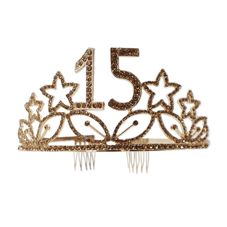 Accesorios para el cabello con corona de metal de alta gama europeos y americanos para cumpleaños y aniversarios, con estrellas de diamantes de colores, corona para fiestas y accesorios de disfraces de películas.