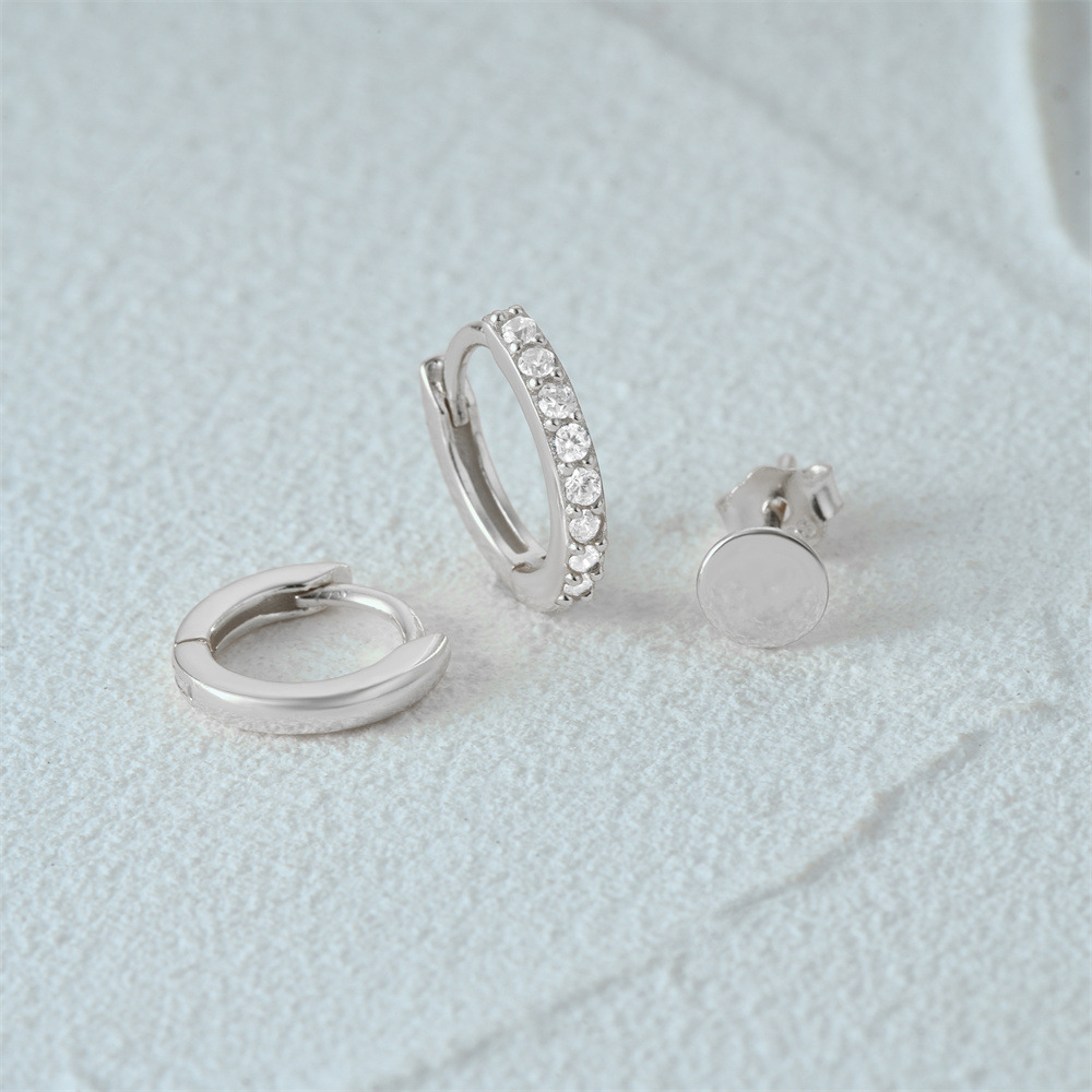 3g Weight Hoop Earrings, Ear Studs Classification 1 Set Quantity Daily Occasion 925 Sterling Silver Material Star, Butterfly Pattern Women's Gender Plating Design Simple Style Style 1 Set 925 Sterling Silver Star Butterfly Hoop Earrings Ear Studs 30