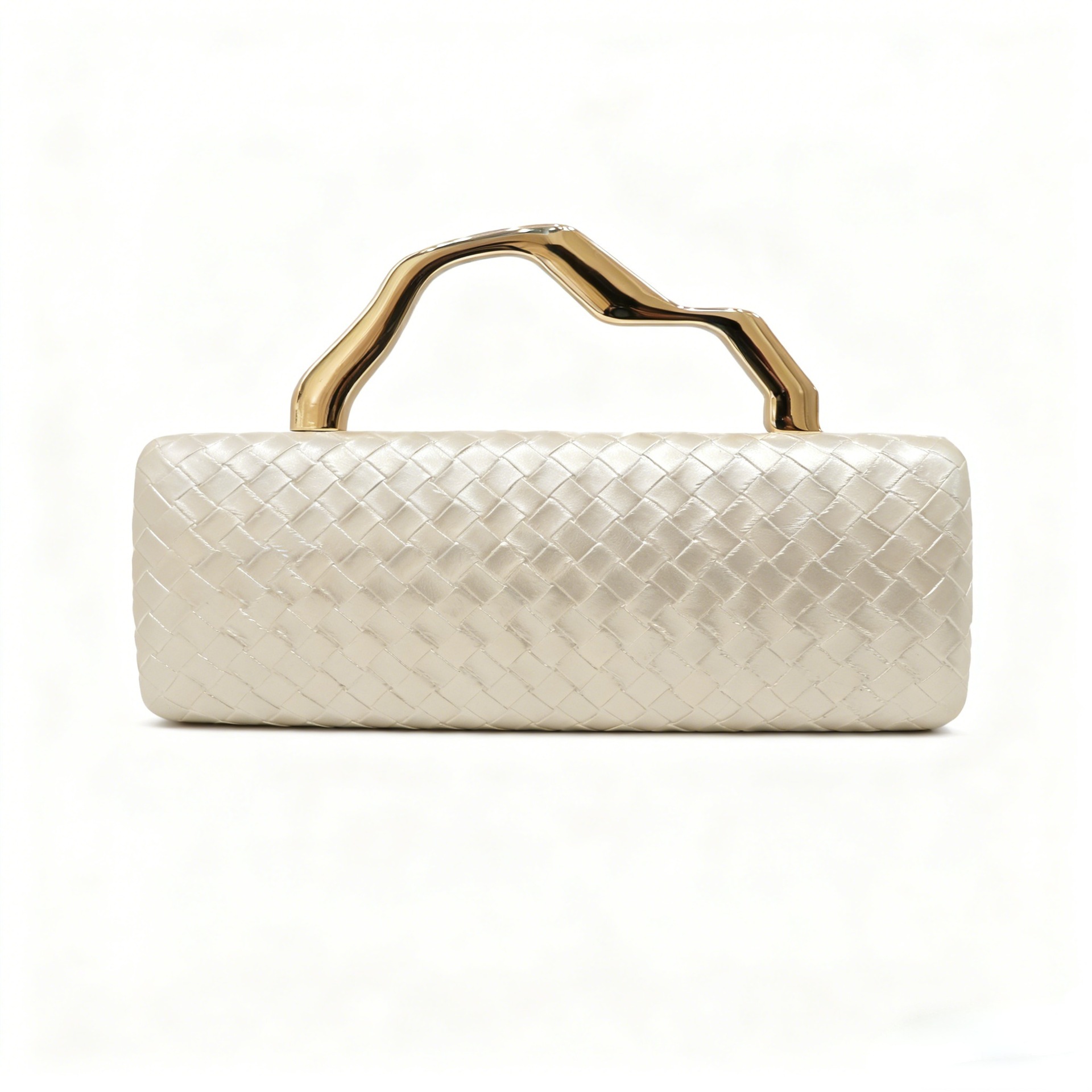 Europa y los Estados Unidos transfronterizos bolsa de cena de damas PU dorado trenzado bolso de mano cuadrado de hombro simple bolsa de moda lujosa bolsa de noche