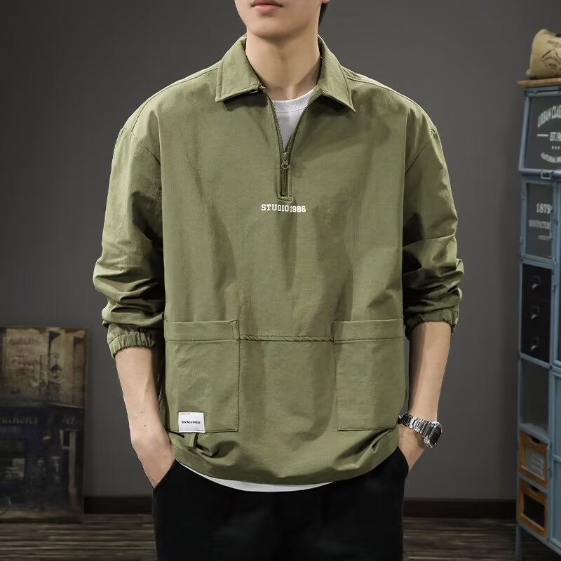Autumn retro shirt with zipper