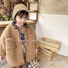 2023 Children's Clothing Autumn and Winter Children's Winter Clothing Korean Style Lamb Velvet Cotton Clothes Girls' Plus Velvet Winter Jackets Cotton Clothes 122710