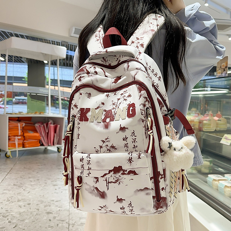 Chinese-style school bag for junior high school students, large-capacity, stylish backpack, new model for high school and college students, lightweight backpack for elementary school students