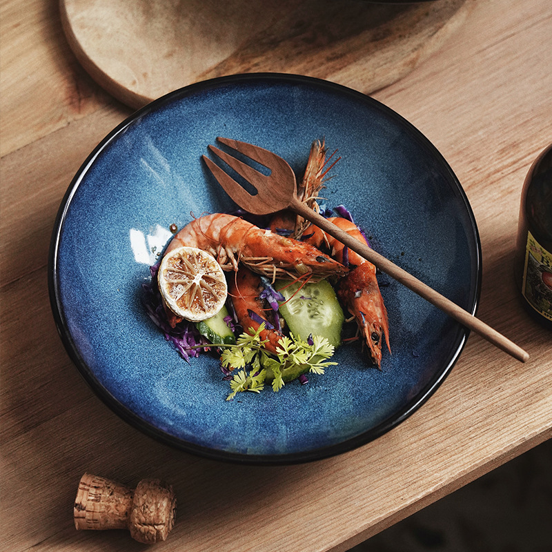 Cambio de horno de estilo japonés creativo transfronterizo tazón de cerámica tazón de ensalada de frutas plato de pasta occidental tazón de sopa de hogar tazón de fideos cuenca de sopa