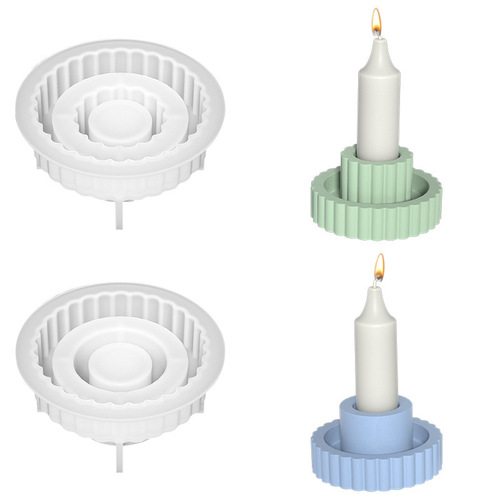 Cross-border new DIY epoxy resin large and small size 3D striped cylindrical candle base silicone mold