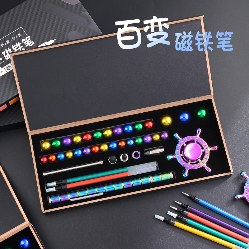 Finger Spinner Multicolor Magnetic Pen Set Gift Box for Students, Teachers, Stress Relief Toys, Stationery Wholesale Gifts