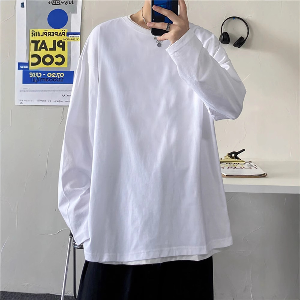 Camiseta de manga larga de color sólido para niños marca de moda Otoño estilo coreano Suelta todo partido moda ins pareja camisa de fondo ropa superior