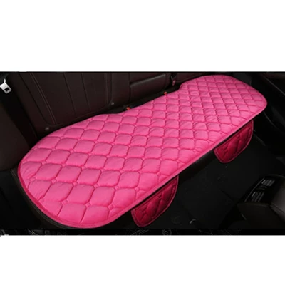 backrest free car three-piece — Seat cushion, seat cover - diamond-plush-pink-with-pocket-back-row