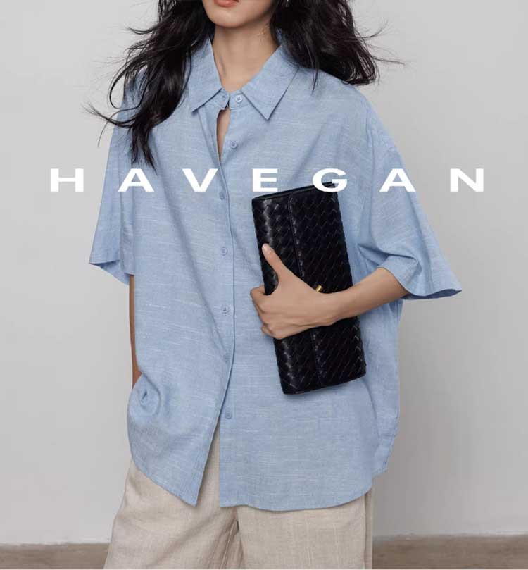 Áo sơ mi nữ linen tay ngắn phong cách cổ điển mới 2026 — màu xanh nhạt, màu sắc, màu xanh đậm, màu trắng chi tiết 6