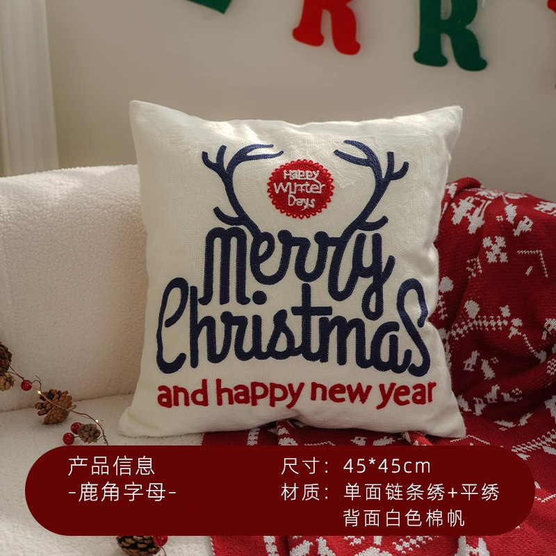 クリスマスインスタイル装飾刺繍枕クリスマスパーティー漫画ホリデーギフトクッションリビングルームソファベッド|undefined