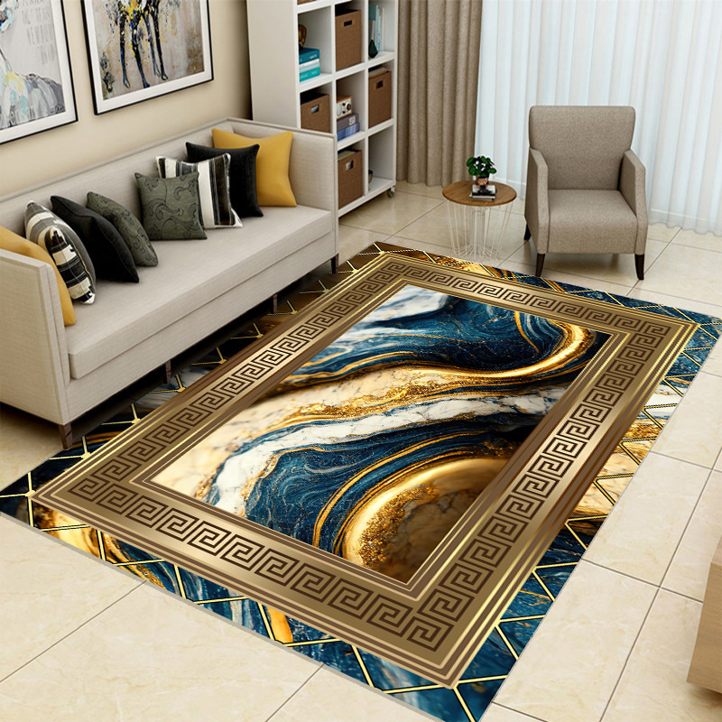 European-Style Light Luxury Gilt Living Room Carpet, Study Office Floor Mat, Home Bedroom Non-Slip Bedside Blanket, Dropshipping