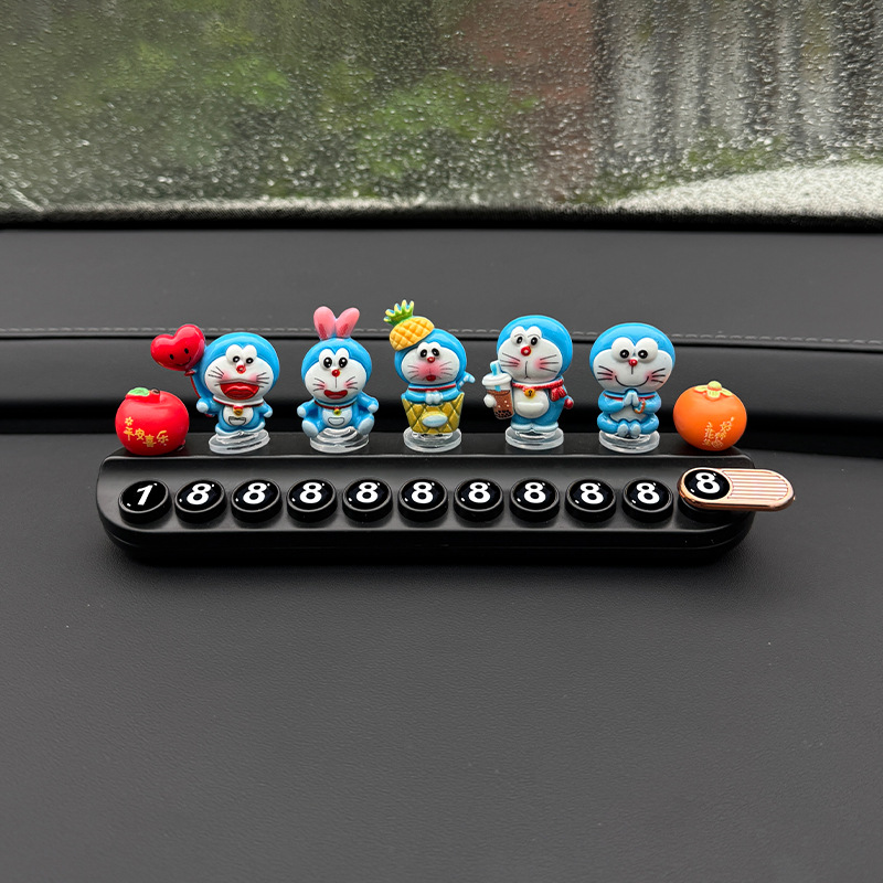 Número de estacionamiento temporal del automóvil placa de matrícula Doraemon automóvil móvil placa de teléfono automóvil digital decoración del automóvil suministros
