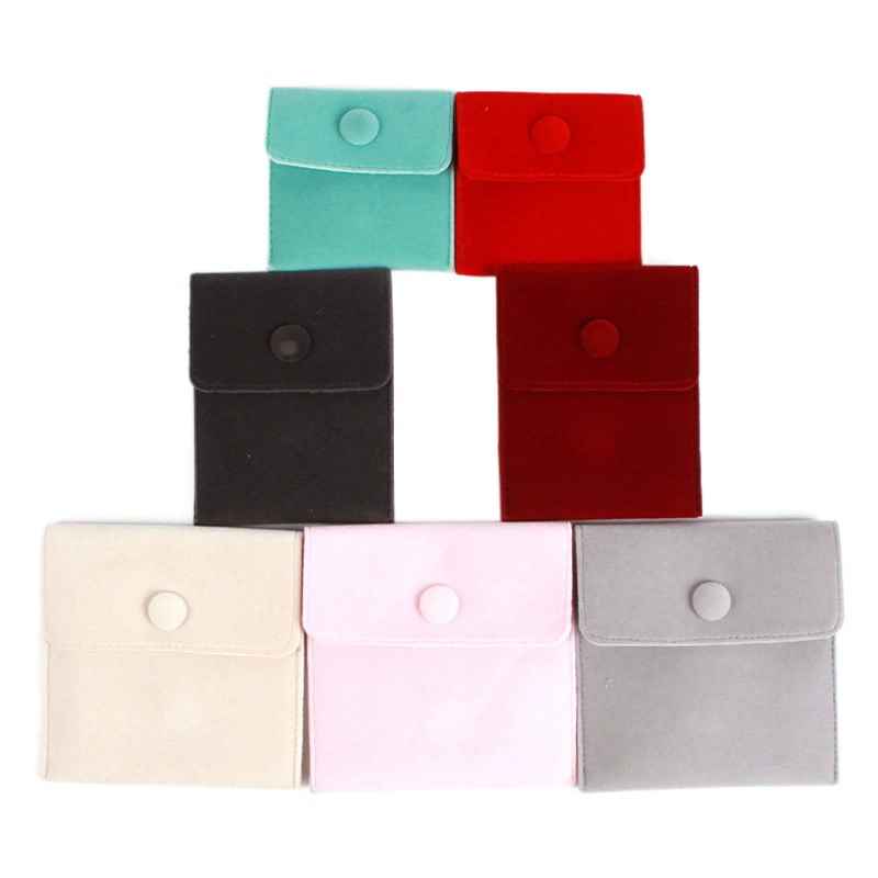 Готовый бархатный мешочек для ювелирных изделий с двусторонним бархатным клапаном на кнопке, с нанесенным логотипом, для упаковки ювелирных украшений