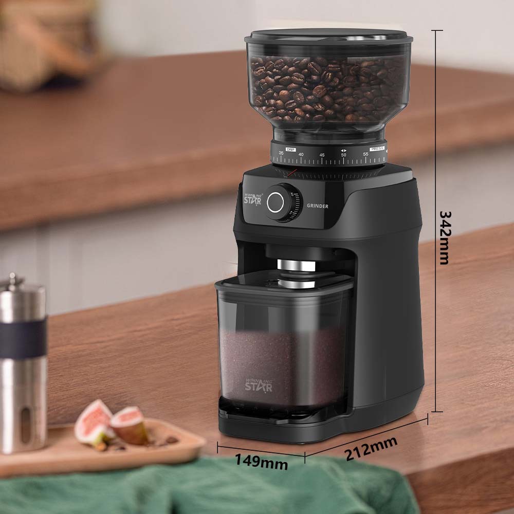 WinningStar Home 65 archivos para ajustar el grosor de los granos de café molienda en seco trituración y molienda molinillo eléctrico cronometrador