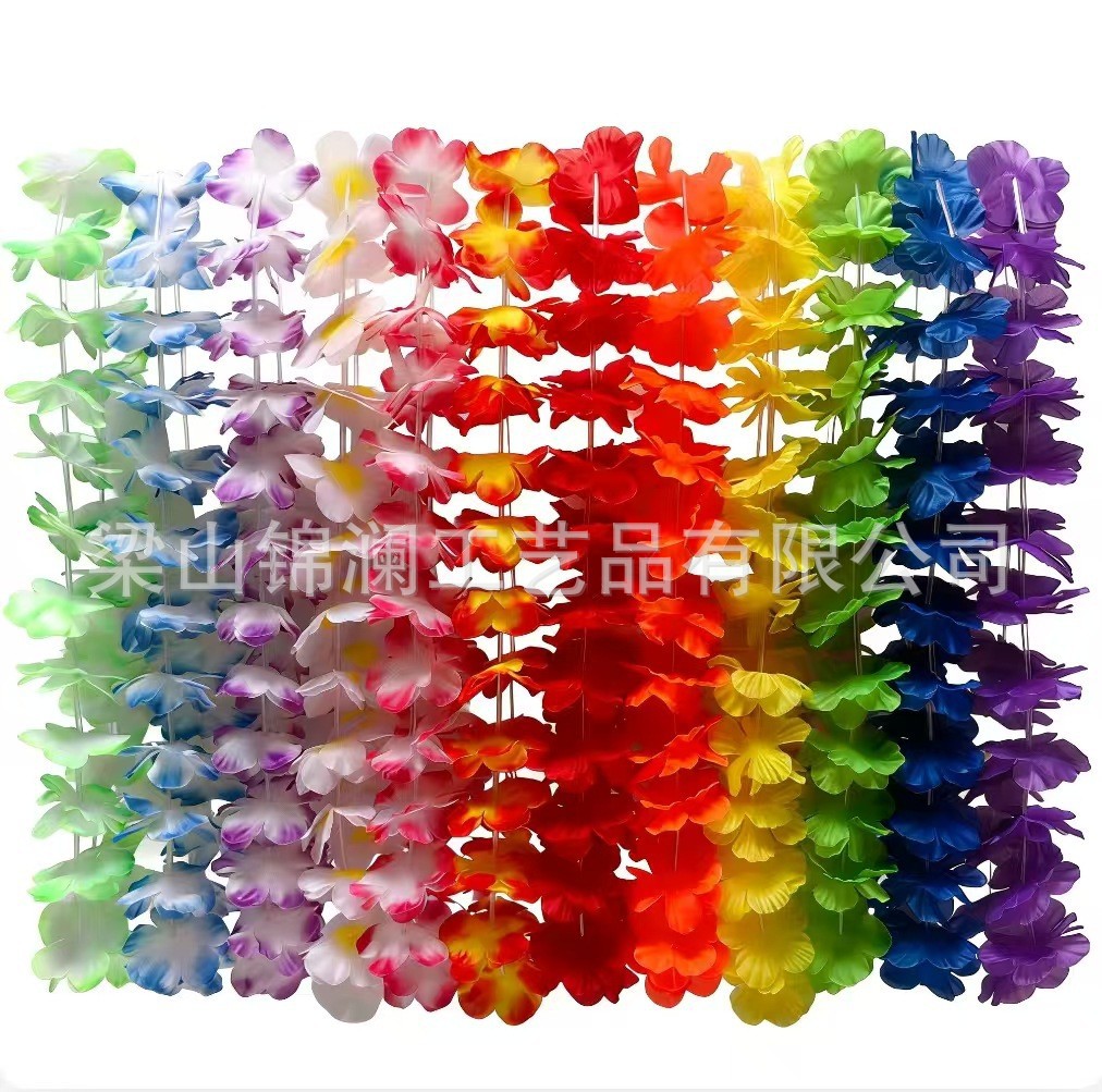 Hawai 24 pares de guirnaldas de flores colgantes de colores pétalos de flor simulados ropa de anillo de cuello de poliéster fiesta