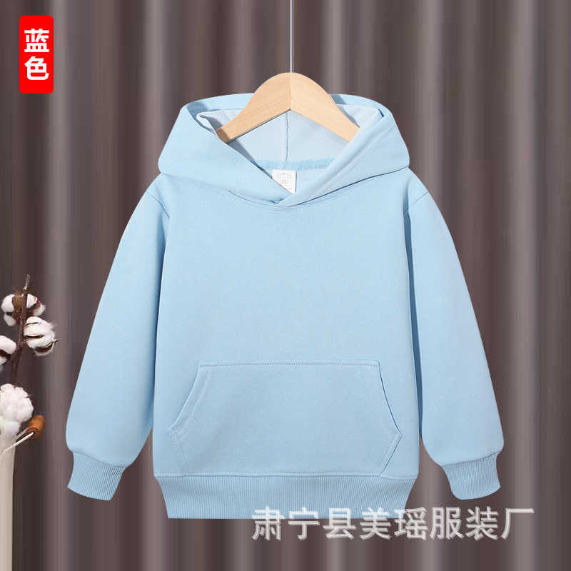 儿童秋冬款连帽卫衣 男女童中大童洋气加绒加厚连帽卫衣帽衫纯色|undefined