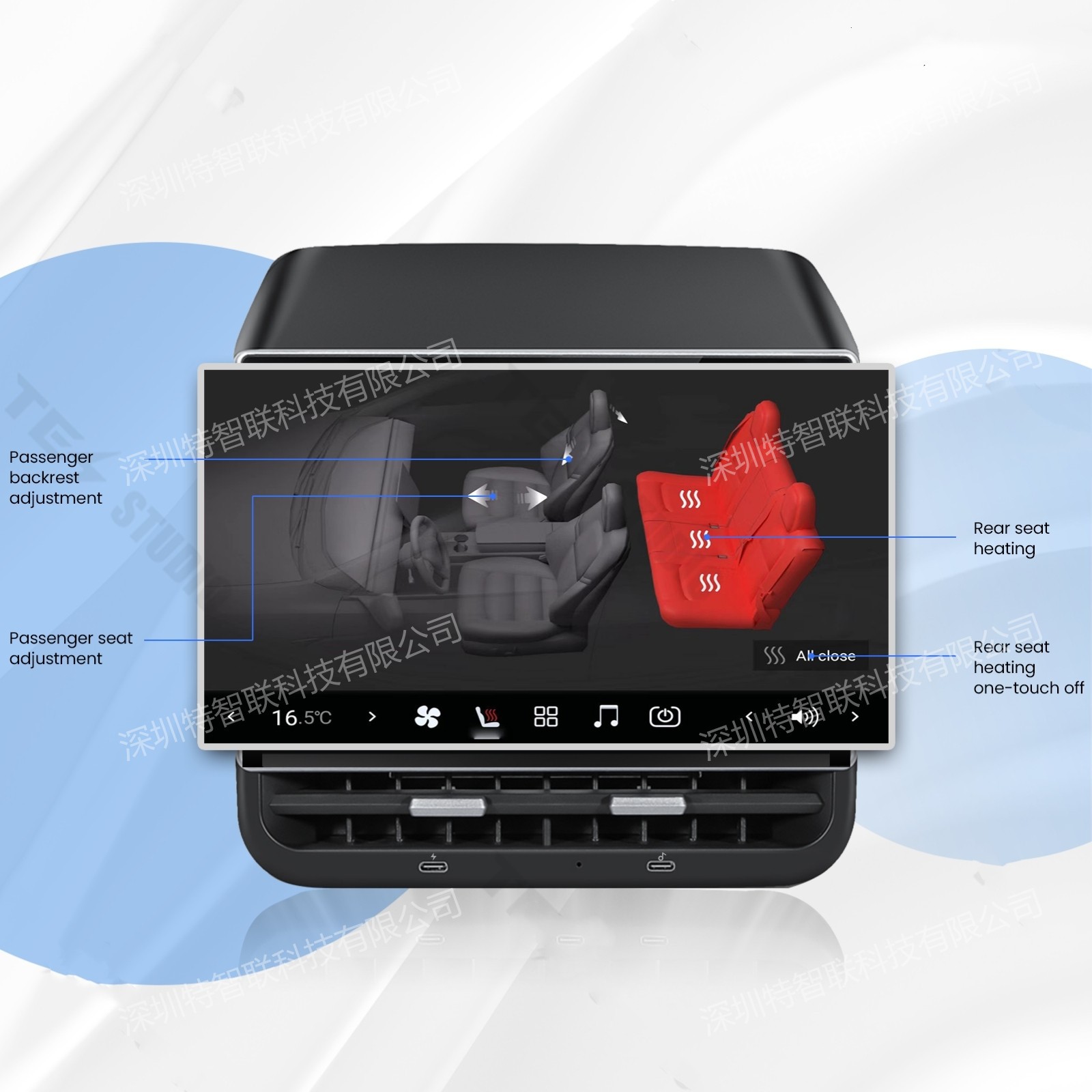 Suitable for Tesla model 3/Y 8 inch HD car display rear entertainment screen CarplayOTA