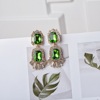 Summer fresh cute multicoloured metal square earrings, diamond encrusted