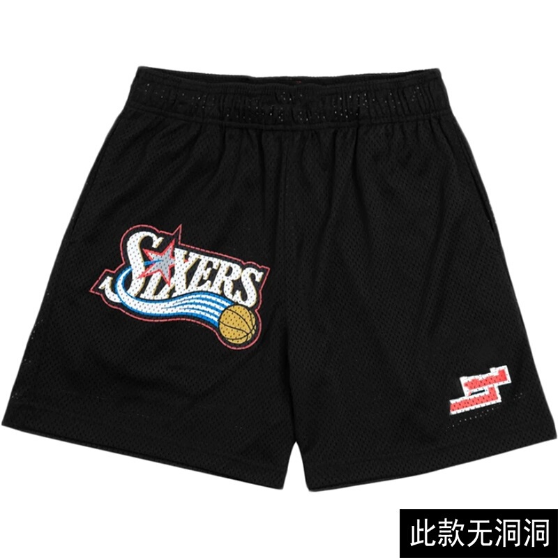 EE American Sixers Quick Dry Shorts 76ers Basketball Training Sports Shorts American Mesh Loose Quarterless Pants