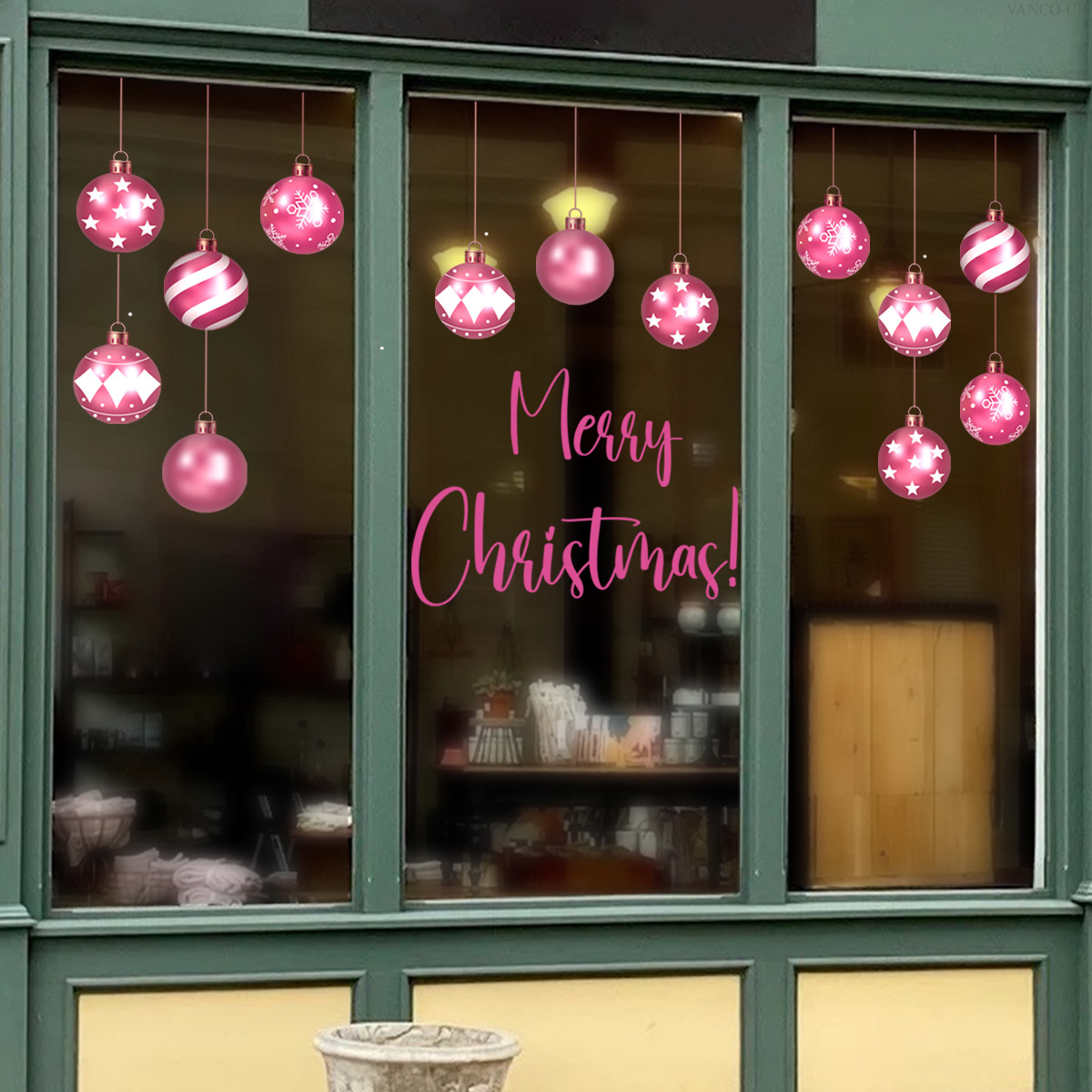 Christmas Pink Light Window Wall Stickers For Festive Home Decor_voghion.com