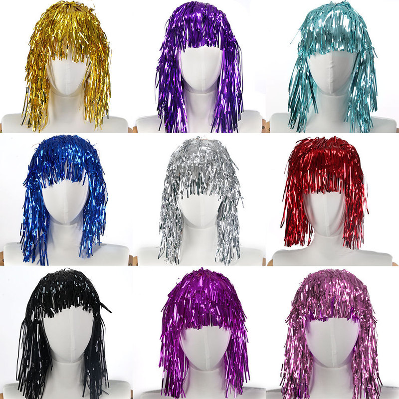 PET color rain silk hat wig adult children party performance props festival party carnival COS tassel headdress