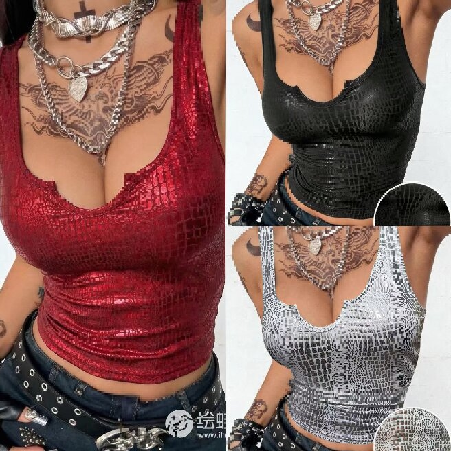 2026 European and American Music Festival Animal Print Camisole Wine Red Waist-Revealing Slim-Fit Milk Silk Top 2026 European and American Music Festival Animal Print Camisole Wine Red Waist-Revealing Slim-Fit Milk Silk Top