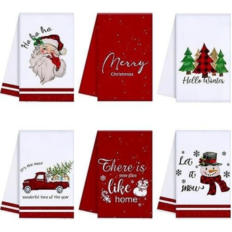 クリスマスキッチンタオル雑巾ディッシュタオルクリスマスディッシュタオル雪だるま冬ギフト装飾ホリデータオル|undefined