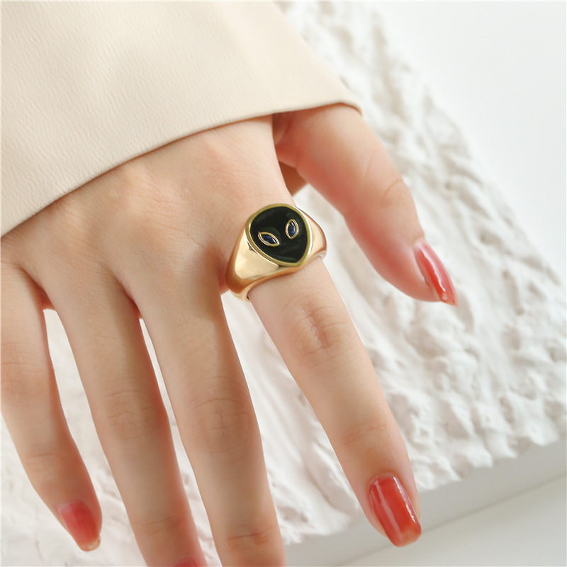 copper dripping oil alien shape open ring wholesale jewelry Nihaojewelry