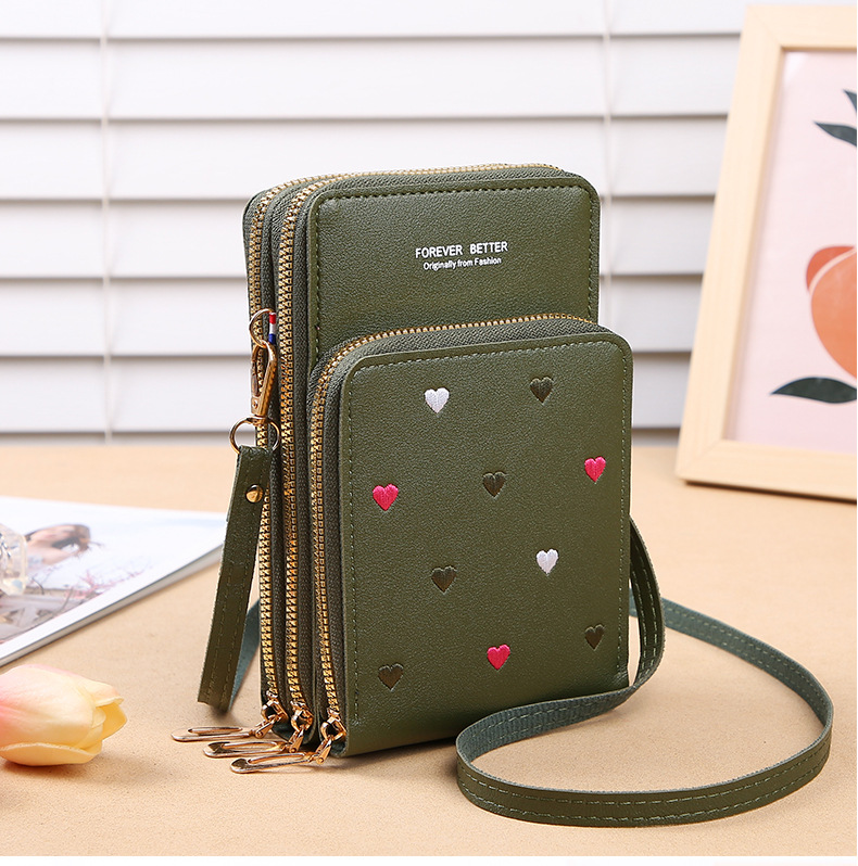Women's Pu Leather Heart Shape Elegant Square Zipper Shoulder Bag Phone Wallets Crossbody Bag display picture 1