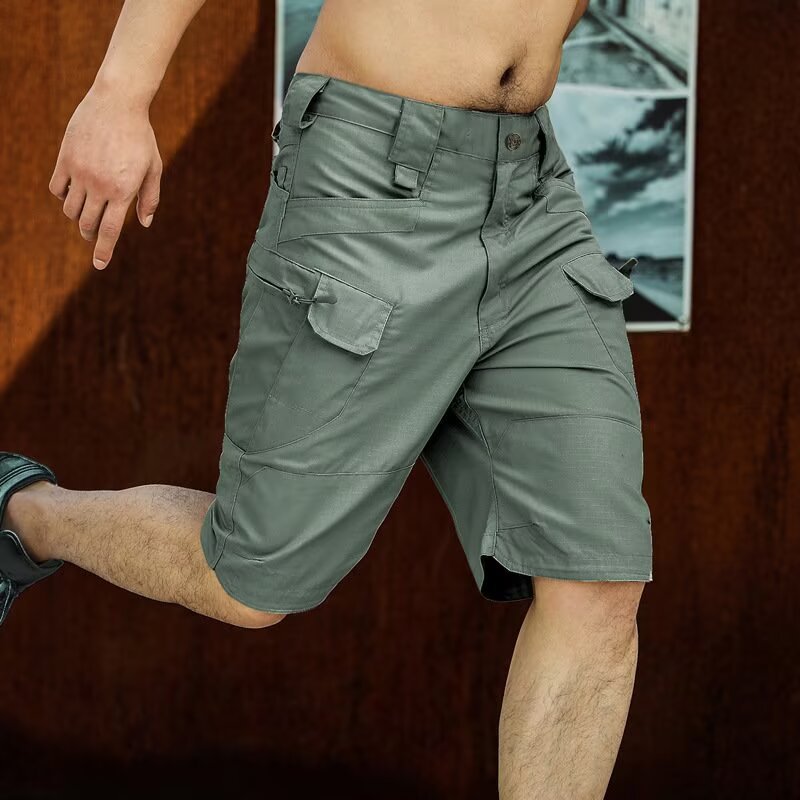 Pantalones tácticos de verano pantalones cortos delgados para fanáticos de secado rápido para hombres, ropa de trabajo de color de secado rápido al aire libre, pantalones de cinco puntos, fanáticos militares impermeables