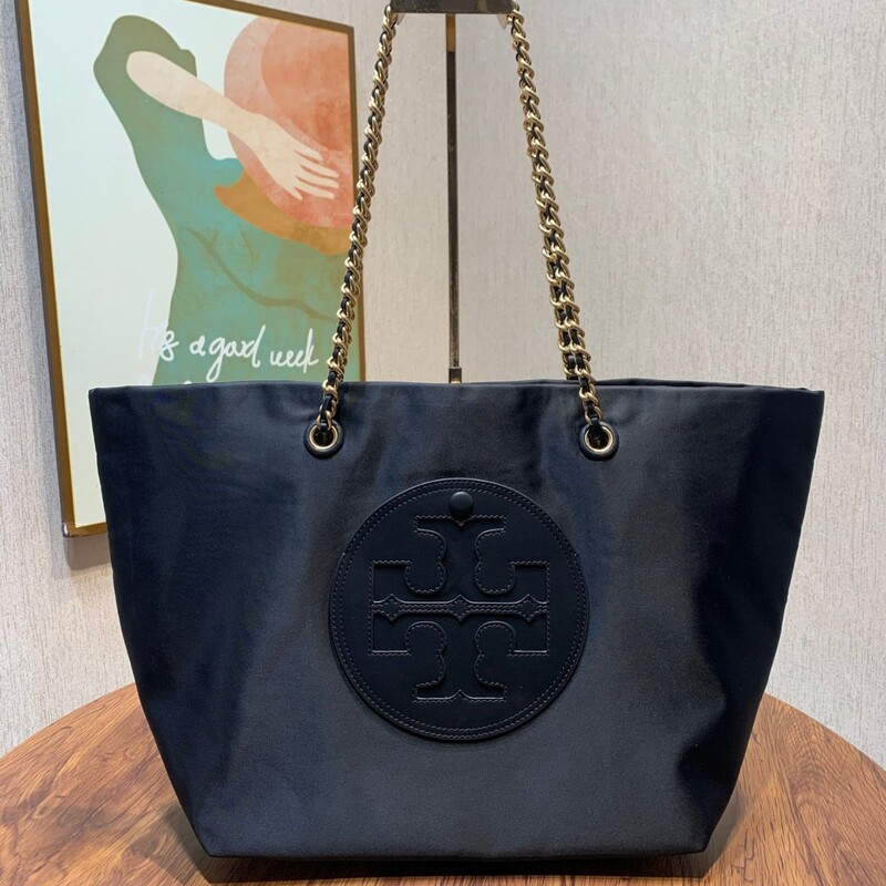 Tb Women's Nylon Ella Chain Large-Capacity Zipper Shopping Bag Fashionable Shoulder Tote Mommy Commuter Tote Bag