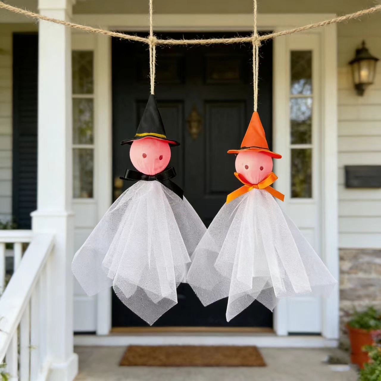 Decoración de Halloween fantasma sombrero de bruja fantasma colgante decoración colgante suministros de fiesta cráneo luminoso pequeño fantasma colgante
