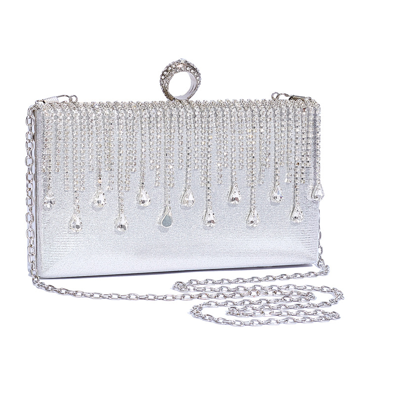 2023 New Evening Tassel Clutch Silver Style Box Socialite Party Chain Bag_voghion.com