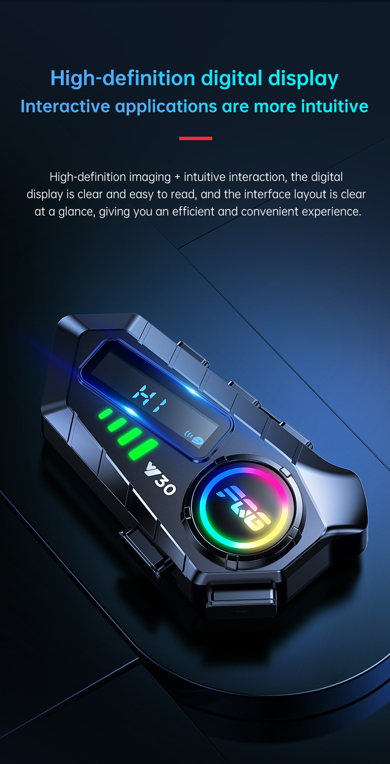 Cross-Border Y30 Helmet Bluetooth Headset Intercom for Motorcycles, Waterproof and Dustproof, Long Battery Life, for Listening to Music and Making Calls