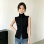 无袖源头半高领修身毛衣
