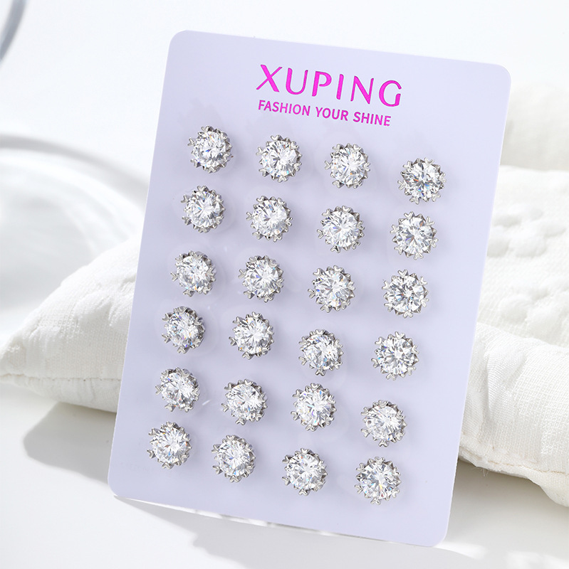 Aretes de Flor con Engaste de Garra de Aleación de Cobre, Galvanizado, para Mujer