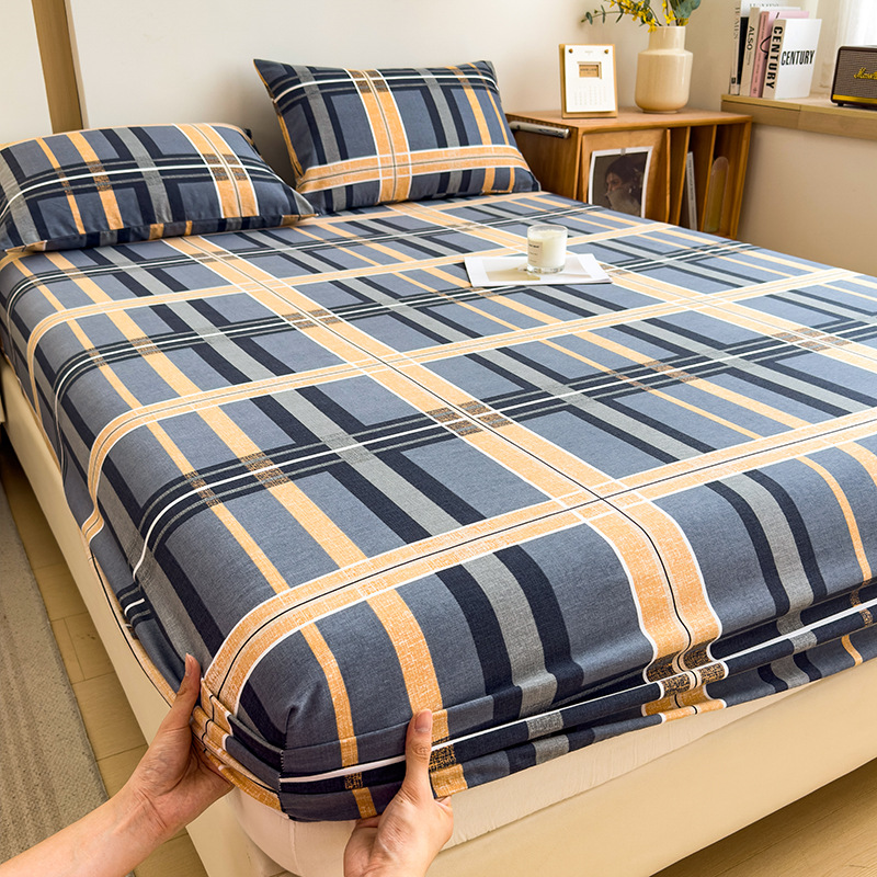 Funda de cama cepillada de algodón cubierta protectora de colchón de una sola pieza 2024 nueva funda de cama impresa para una sola persona para todas las estaciones