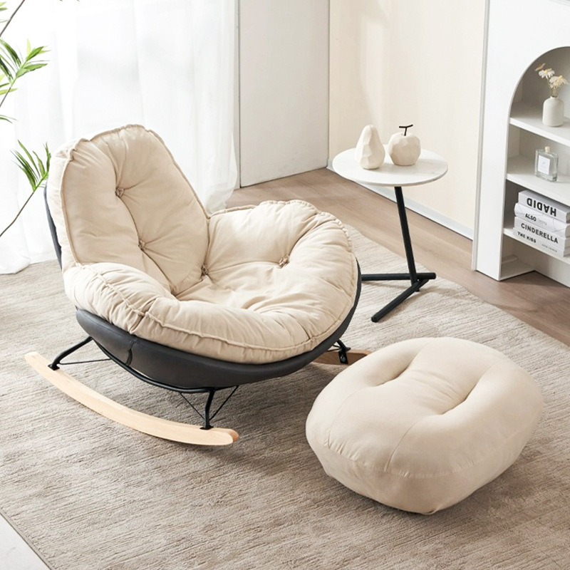 懶人沙發搖搖椅單人蛋殼椅客廳臥室奶油風小沙發擺爛椅休閒企鵝椅