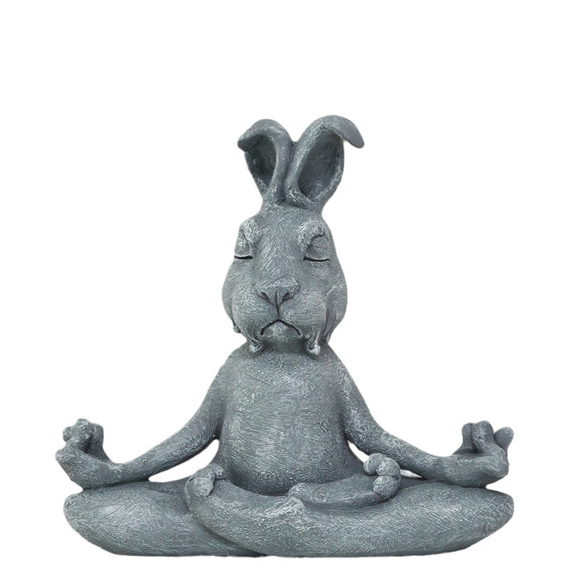  New Products Meditation Rabbit Ornaments Zen Yoga Resin Animal Sculpture Home Garden Decoration Gift
