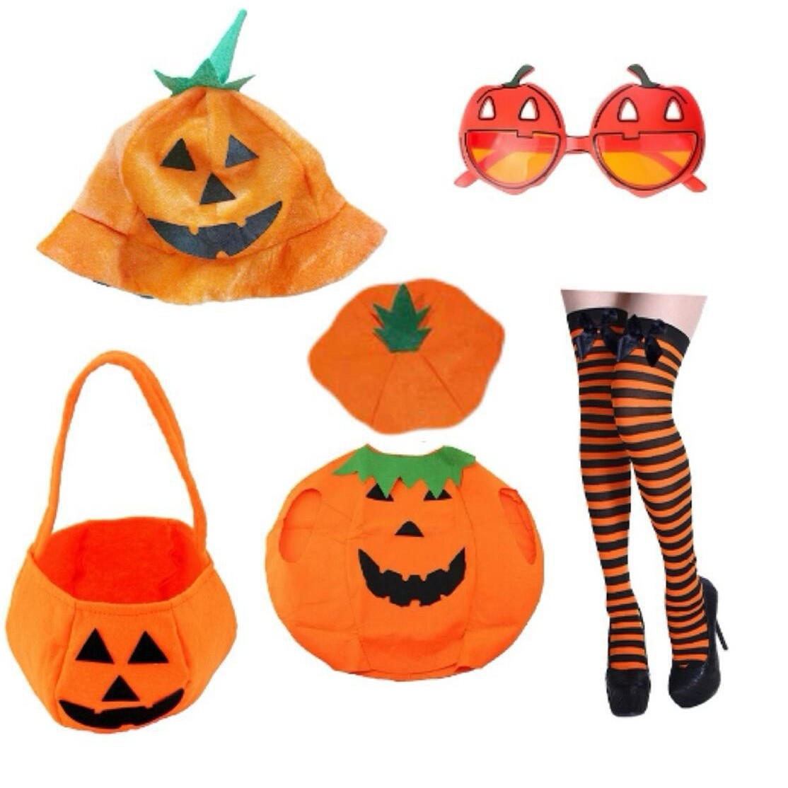 Accesorios de disfraz de calabaza de Halloween para adultos, traje de Halloween, sombrero de calabaza, gafas, disfraz de ropa de calabaza