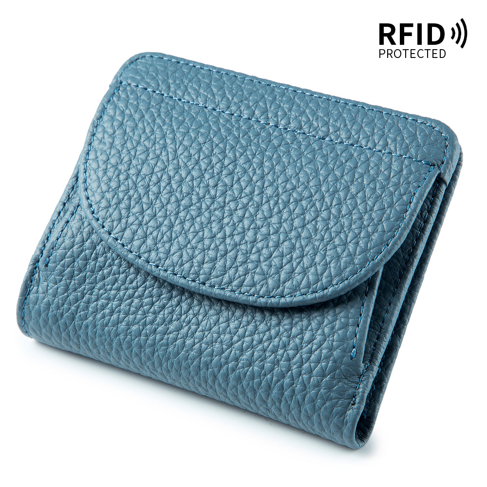 Mini cartera de las Mujeres Nuevo Amazon RFID plegable simple ultra-Delgado de cuero japonés pequeña cartera de las mujeres elegante bolsa de moda