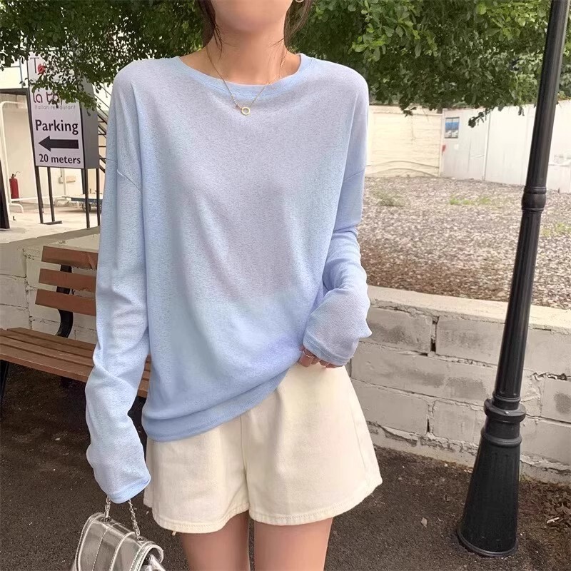 女性用夏の黄色のアイスシルクニットブラウス、薄いデザイン、ニッチなルーズ日焼け止めシャツ、エアコン付きトップ|undefined