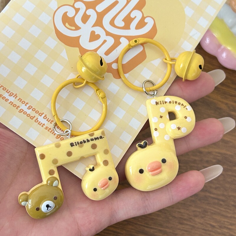 Fun Music Rilakkuma Bell Pendant Cute Cartoon Music Symbol Bear Keychain Ring Backpack Accessory Fun Music Rilakkuma Bell Pendant Cute Cartoon Music Symbol Bear Keychain Ring Backpack Accessory