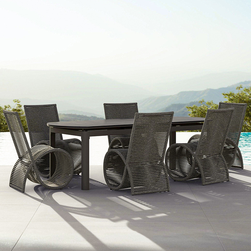 Mesa y silla al aire libre patio balcón protector solar impermeable ocio al aire libre silla de caña jardín mesa y silla nórdica combinación image 4