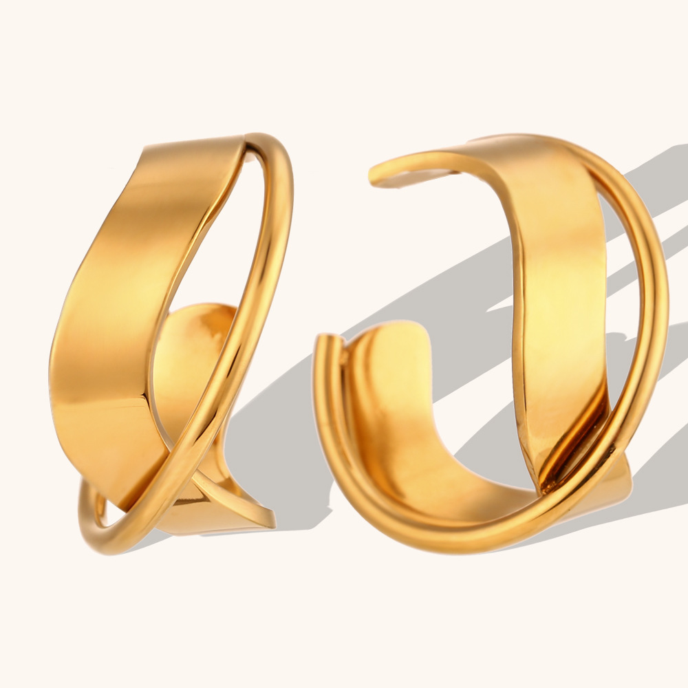 Hoop Earrings Classification 1 Pair Lady Simple Style Irregular Polishing Plating Stainless Steel 18K Gold Plated Hoop Earrings