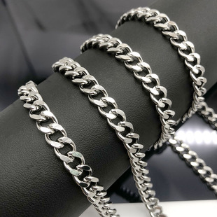 Stainless steel chain double-sided grinding Cuban chain men's and women's necklace bracelet jewelry chain diy luggage chain spot