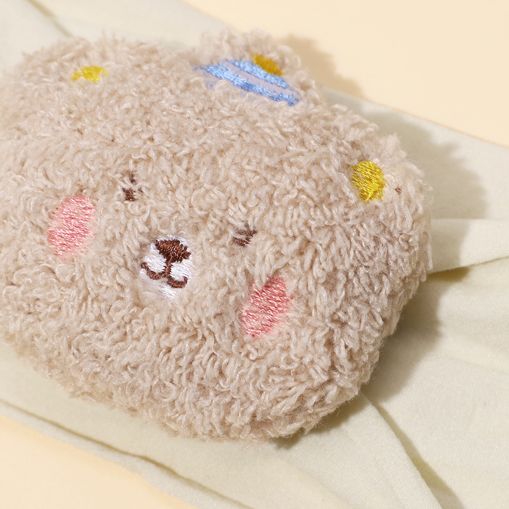 Fascia per capelli larga per bambini autunno e inverno transfrontaliera Fascia elastica per capelli europea e americana con fiocco in nylon e orso Accessori per fascia per capelli per bambini all'ingrosso_voghion.com