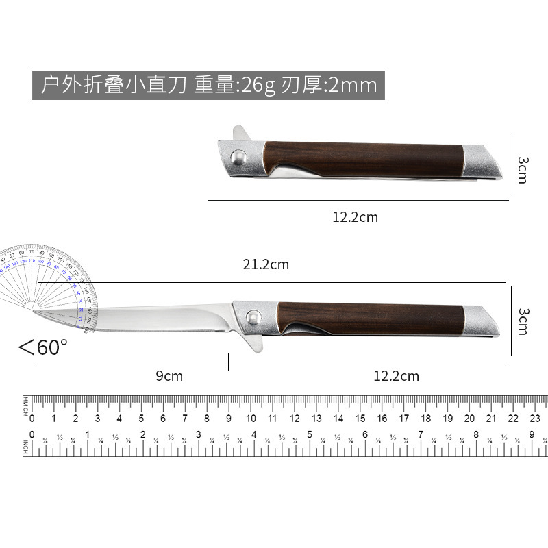 Cuchillo de frutas plegable de acero inoxidable portátil al aire libre camping multifuncional carne, verduras y frutas cortadas cortadas cuchillo de frutas